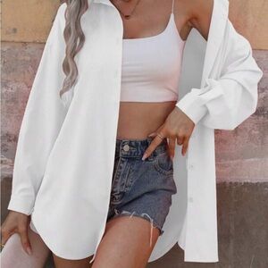 SHEIN White Bell Sleeve Oversized Top